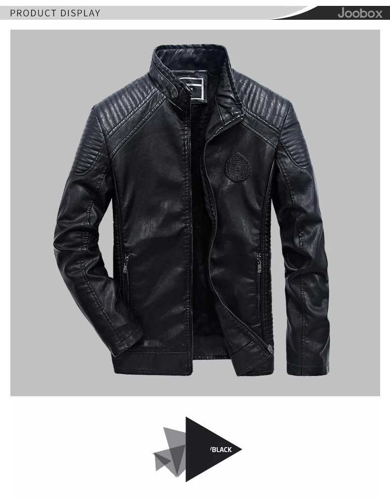 JOOBOX роскошные мужские кожаные куртки осень зима PU пальто для мужчин плюс бархатная верхняя одежда Байкер Мотоцикл мужской классический черный пиджак