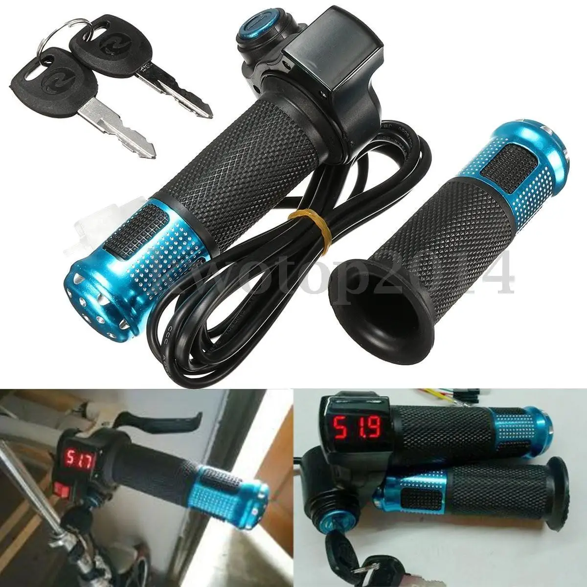 

24V 36V 48V 60V Electric Scooter Throttle Grip Handlebar LED Digital Meter(6.8)