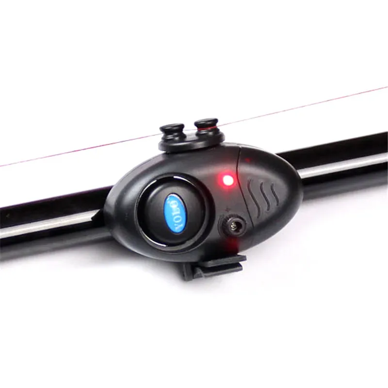 Lumière LED électronique noir alerte poisson morsure son alarme pince sur canne à pêche outils Vara De Pescar accessoires De pêche