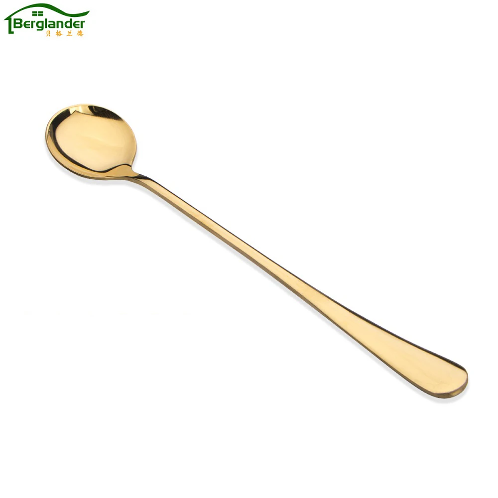 BERGLANDER 6pcs/SET High quality Golden Stainless Steel Long Handle