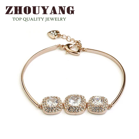 Top Quality Simple Fashion Crystal Rose White Gold Plated font b Bracelet b font Austrian Crystal