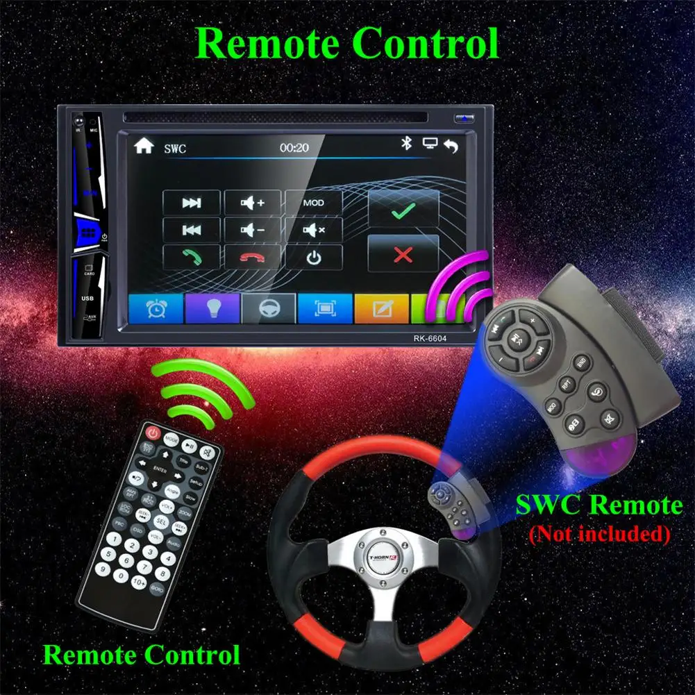 

Universal DC12V 6.2'' 2 DIN Car DVD CD Player 1080P Touch Screen Auto Radio MP5 Player Bluetooth TF USB FM Player camera