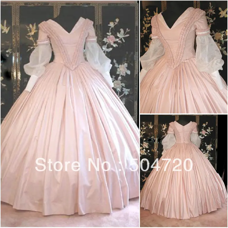 

19 Century Pink Civil War Southern Belle Gown evening Dress/Victorian Lolita dresses/scarlett dress US6-26 V-302
