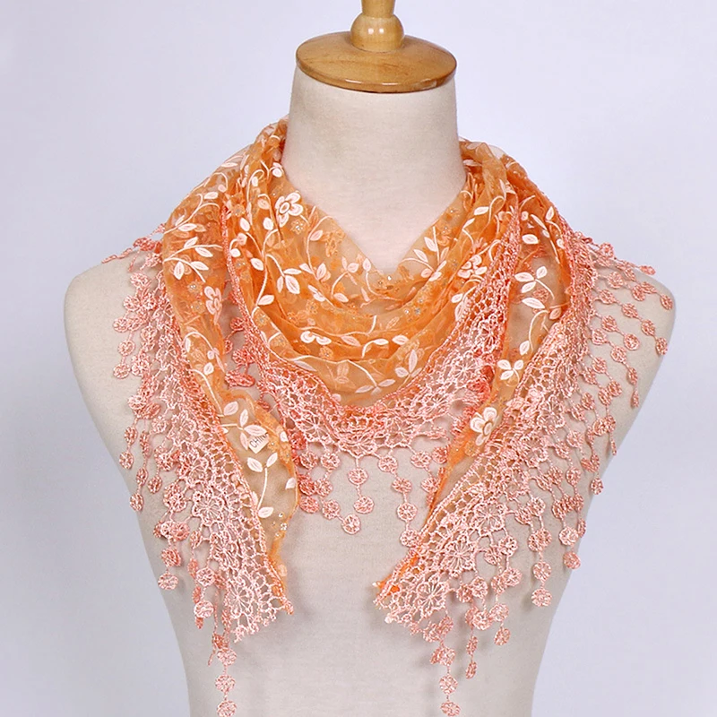 Winter Ladies Shawl Wraps Autumn Woman Scarves Shawls Girls Fashion Flowers Print Lace Chiffon Scarf 19 Colors |