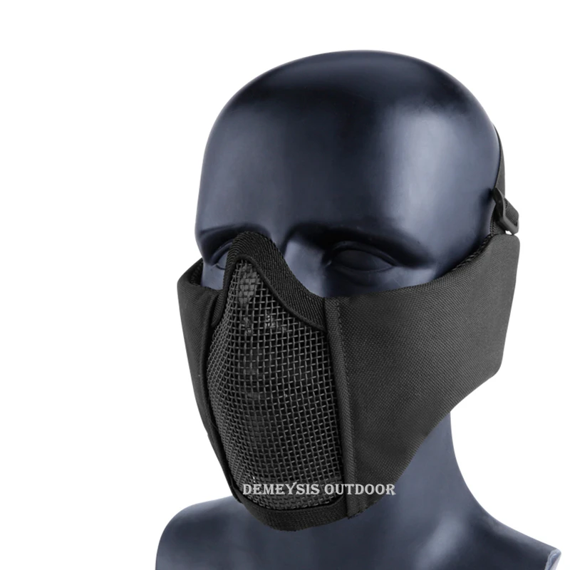 Тактическая камуфляжная полумаска для лица Металлическая стальная защитная сетка маска для охоты защитная маска для страйкбола маска для защиты ушей