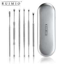 RUIMIO, 6 шт., Ушная кюрета из нержавеющей стали для женщин, красота, здоровье, уход за ушной раковиной, инструменты для ухода за ушами, ушные палочки с коробкой для хранения ушей