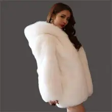 Новинка, высококачественное меховое пальто, искусственный мех, длинная часть, толстая, теплая, цельная кожа, Лисий мех, мех, капюшон, пальто для женщин