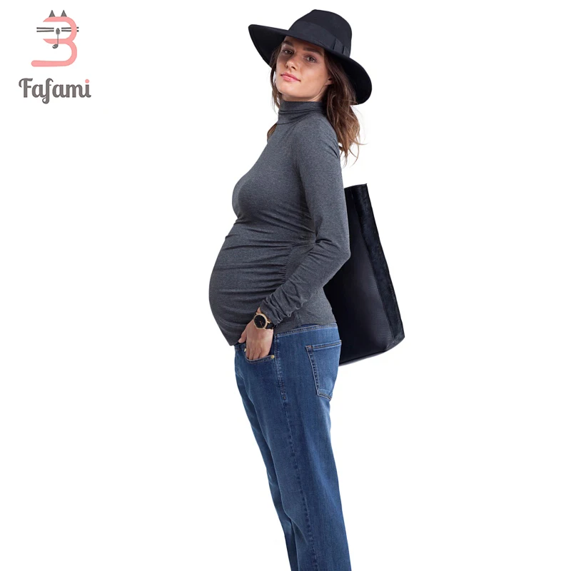 Одежда для беременных Зимняя воротник с капюшоном Одежда для беременных Топы для беременных с длинным рукавом Модальные топы для беременных для беременных одежда футболка для беременных топ туника для беременных