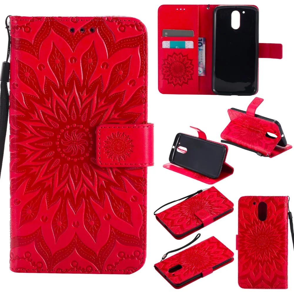 

Relief Sun Leather Case For MOTO G4 Plus Wallet Stand Cover For Motorola MOTO G4 G 4th Gen G4 Plus Fundas With Card Holder Cases