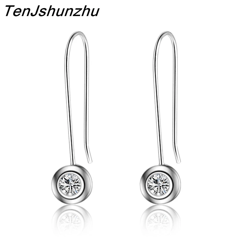 

Fashion Jewelry 100% 925 Sterling Silver Crystal Drop Earrings For Women Long Earring Pendientes Mujer