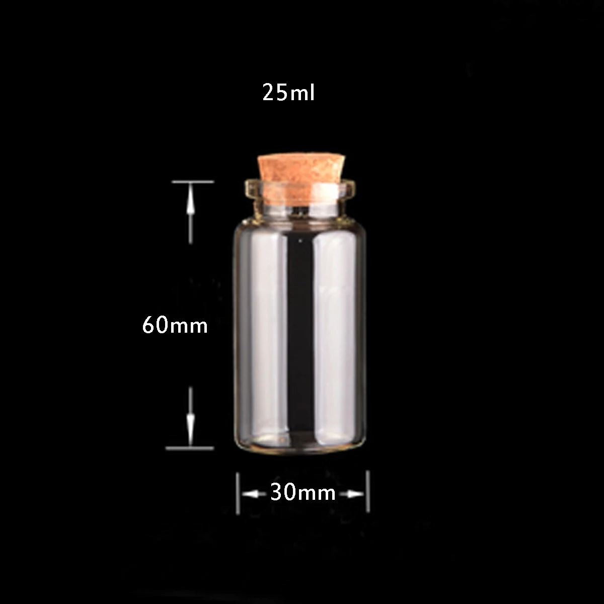 10pcs 25ml Transparent Empty Glass Bottles With Cork Cap Drifting Bottle Food Candy Storage Jars Dispensing Bottle 30 * 60mm