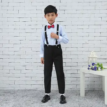 

New Kids Boys Suit For Wedding Piano Party Children Boys Cotton Striped T-shirt+Pant 2Pcs Set Baby Boy Suits Formal Clothes Y159