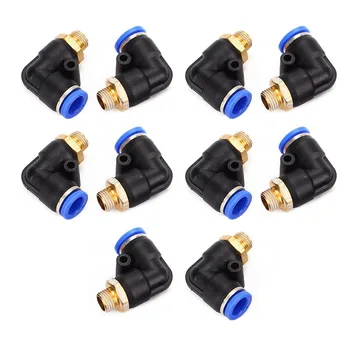 

10 x Elbow Pneumatic Jointer Quick Connector Fittings 1/4"" BSPT 12mm 90 Degree