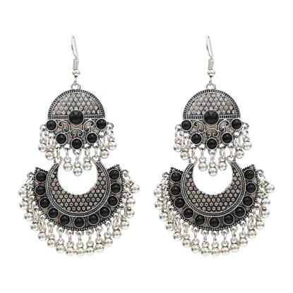 4777 black earrings Египетские красные синие хрустальные цветочные серьги для танца живота, пляжный пояс, цепь для тела, серебро, Индия, этнические, бохо, Турция, ювелирные изделия - Окраска металла: 4777 black earrings