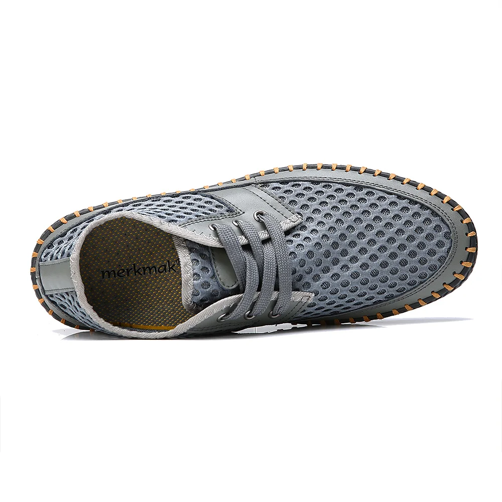 Merkmak Summer Sandals Men's Shoes Fashion Genuine Leather Casual Light Mesh Loafer Breathable Holes Male Flats Shoes Drop Ship Merkmak Summer Sandals Men's Shoes Fashion Genuine Leather Casual Light Mesh Loafer Breathable Holes Male Flats Shoes Drop Ship