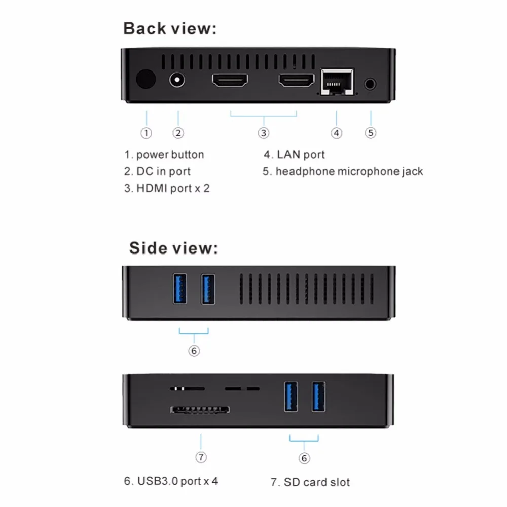 Beelink MII 4K HD мини ПК компьютер для Intel 3165 LP DDR4 4G/8G M.2 SSD 100-240V Горячая Распродажа