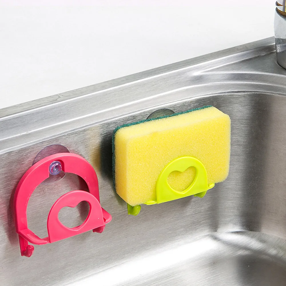 

Hot Sale Crystal Cute Sponge Holder Suction Cup Convenient Home Kitchen Holder Tools Gadget Decor High Quality