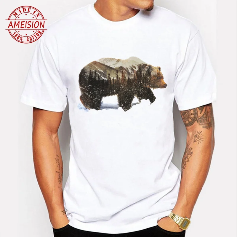 2019 New Mens T Shirts Harajuku Arctic Grizzly Bear Print T-shirts Men Short Sleeve Tops Tshirt High Quality Cool Summer Tees
