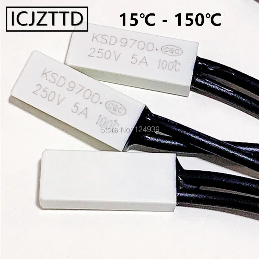 1pcs KSD9700 Thermostat 5A 250V plastic Temperature Thermal Control Switch normal close nc/no 40/45/50/55/60/65/70/80/85/90