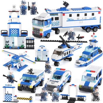 

XP93514 1040Pcs 6in1 Boy Kids Assemblage Police Series DIY Self-Locking Model Building Toys for Kids gifts Compatible With Toys