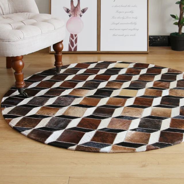 Buy 2018 New High Quality Patchwork Cowhide Rug Circle