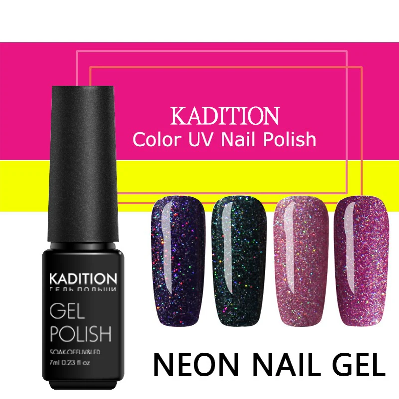 KADITION Neon Manicure Design Gel Varnish Glittering Rainbow Semi Permanent Green Nail Polish Soak All for Colour Lacquer | Красота и