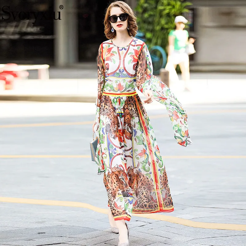 Svoryxiu Elegant Runway Zomer Maxi Lange Jurk vrouwen Beschilderd Aardewerk Dier Gedrukt Strand Vakantie Big Size Gewaad Lange Jurk Svoryxiu Elegant Runway Zomer Maxi Lange Jurk vrouwen Beschilderd Aardewerk Dier Gedrukt Strand Vakantie Big Size Gewaad Lange Jurk
