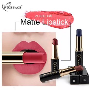 

NICEFACE Matte Lipstick 24 Colors Velvet Waterproof Cosmetics Lip Blam Sexy Nude Tint Lip Stick Makeup Tools for Lips