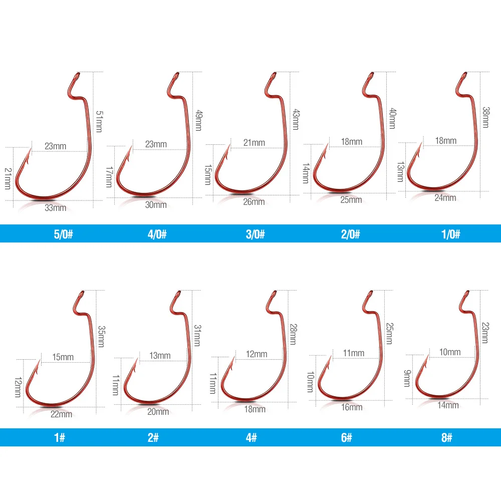 DONQL 20 шт./компл. широкая заводная рукоятка рыболовный крючок углерода Сталь красный офсетная печать рыболовный крючок для Мягкая приманка в виде червей 5/0#1,# колючий карп рыболовные крючки