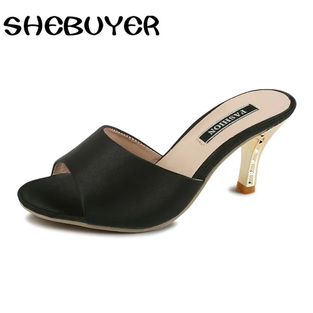 2017 summer peep toe women thin heel shoes elegant woman thin high heel Party open toe sandals ladies fish mouth slippers shoes 