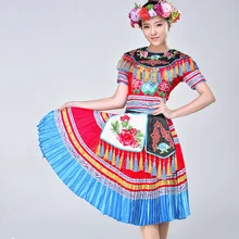 Вышивать Китайская народная Танцевальный костюм хмонг одежда этнических меньшинств фестиваль Одежда для танцев Мяо одежда для выступления