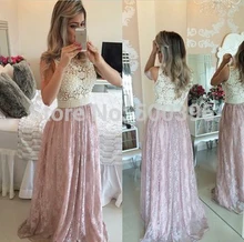 Charming Spitze Abendkleid 2017 Eine linie Abendkleid mit Perlen Bodenlangen Formale Kleider vestidos de fiesta