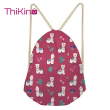 Thikin Alpaca Cartoon Casual Sack Drawstring Bag for Women Travel Backpack Toddler Softback Lady Beach Mochila DrawString Bag