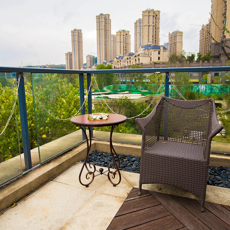 Metal Iron Wood Coffee Table Balcony Leisure Small Round Sofa Corner Small Corner Table