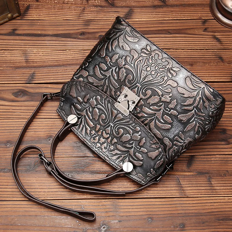 Women's Genuine Leather Handbag Vintage Fashion Messenger Cross body Bags