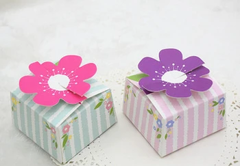

100pcs/lot Candy Boxes with Flower paper Candy Boxes Chocolate Wedding Favor Party Gift
