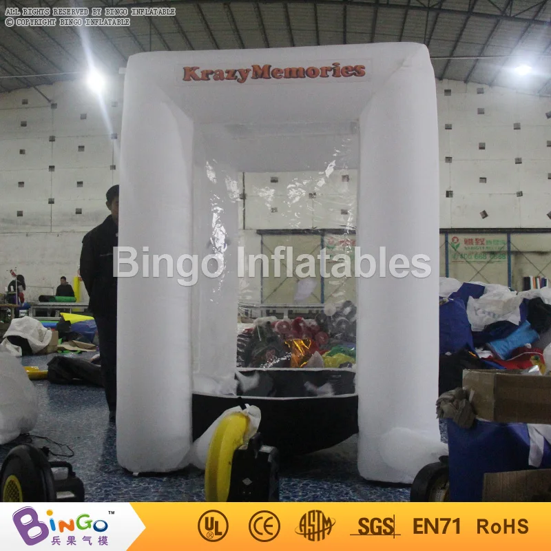  Free Shipping cube shape white inflatable cash money grab booth hot sale 2M high inflatable money b