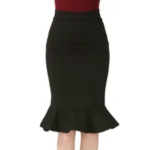 Эластичная хлопковая Корейская версия, облегающая юбка с высокой талией, женская черная юбка с рыбьим хвостом, большие размеры, женские юбки, большие размеры