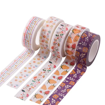 

AAGU 1PC 15mm*10m Strawberry Washi Tape 5 Patterns Sticky Adhesive Paper Tape Flower Masking Tape For Planner And Scrapbooking