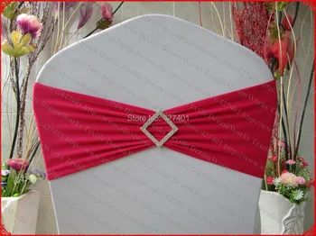 

Fuchsia Single Layer Spandex/Lycra/Expand Band/Covers With Rhombic Diamond Buckle&Pin For Wedding Party Banquet Decorations