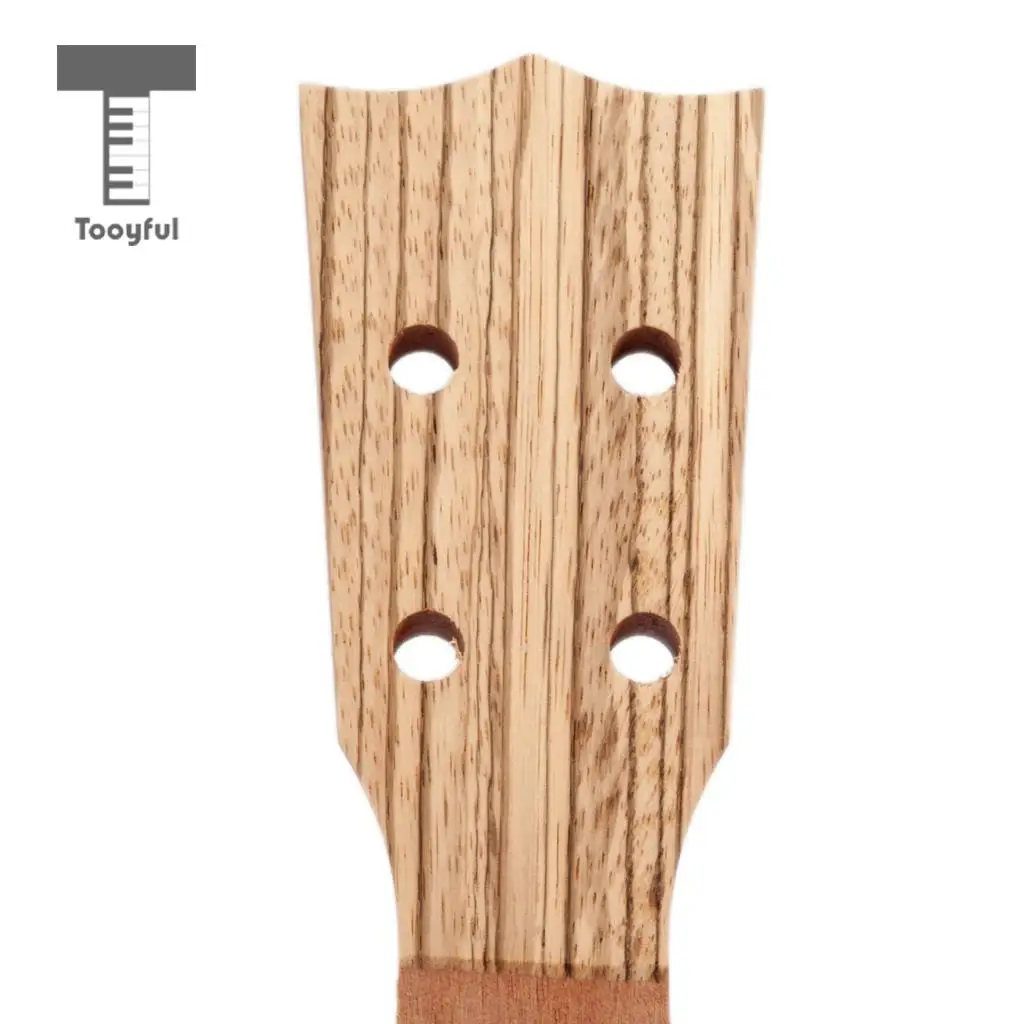 Tooyful Unfinished Zebrawood Ukulele 4 String Guitar Neck Headstock Musical Instrument Accessory