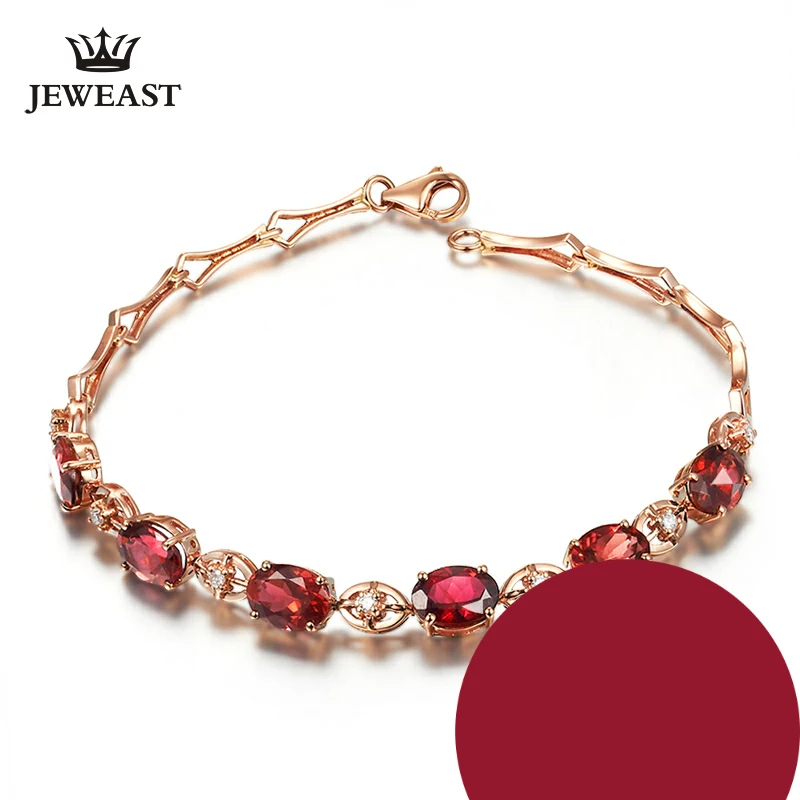 

Natural red tourmaline 18k Pure Gold Female Bracelets Fine Jewelry Gift Girl Thin Trendy Solid 750 Real Bangle Party Good Nice