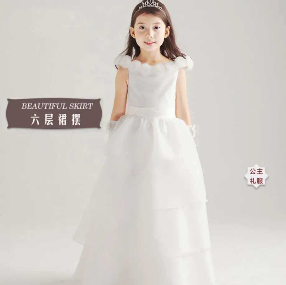 

Princess Tulle Flower Girl Dress Kids Party Pageant Bridesmaid Wedding Dress Gown six layers of Dress Robe Enfant HB2073
