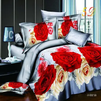 

3D simulation Flower 4Pcs Quilt/Duvet Cover Flat Sheet Twin Full Queen King Bed Linen Pillowcases Bedding Set Home bed linings