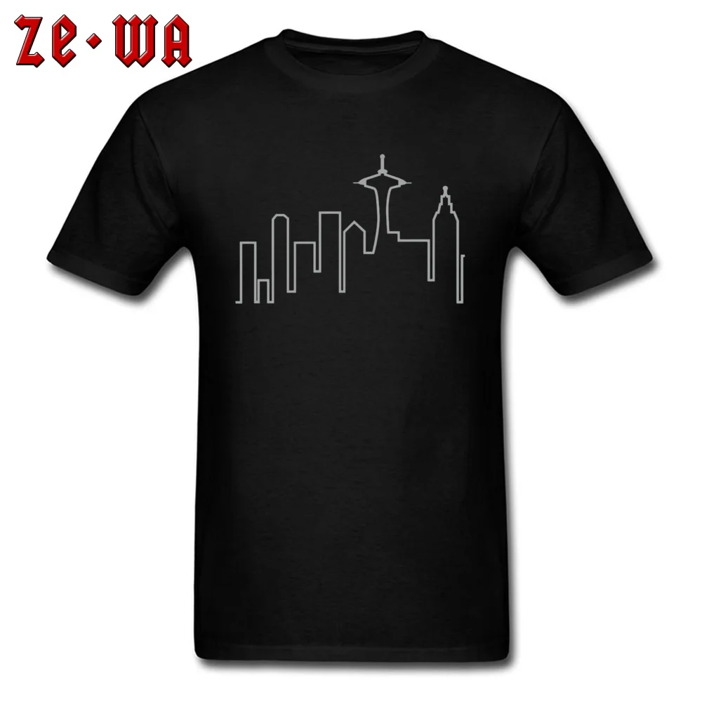 Frasier - Skyline -4039 100% Cotton Fabric Tops T Shirt for Men Printed T Shirt Fashion Round Neck Tops T Shirt Short Sleeve Frasier - Skyline -4039 black