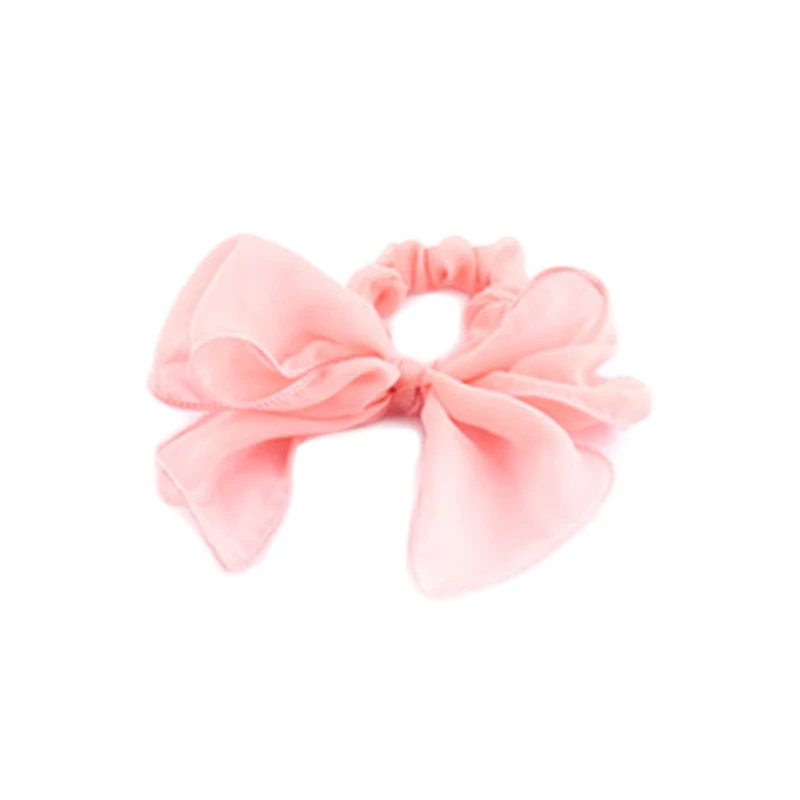 1 шт., розовая шифоновая регулируемая лента для волос с большим бантом для девочек, женский черный эластичный уникальный красивый свадебный подарок на день Святого Валентина - Цвет: Розовый