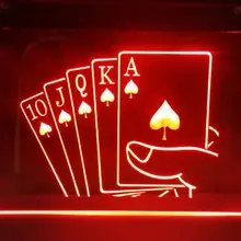 Королевский Флеш Покер Казино правило бар пивной паб клуб 3d вывески светодиодный неоновый знак человек пещера Винтаж Домашний декор