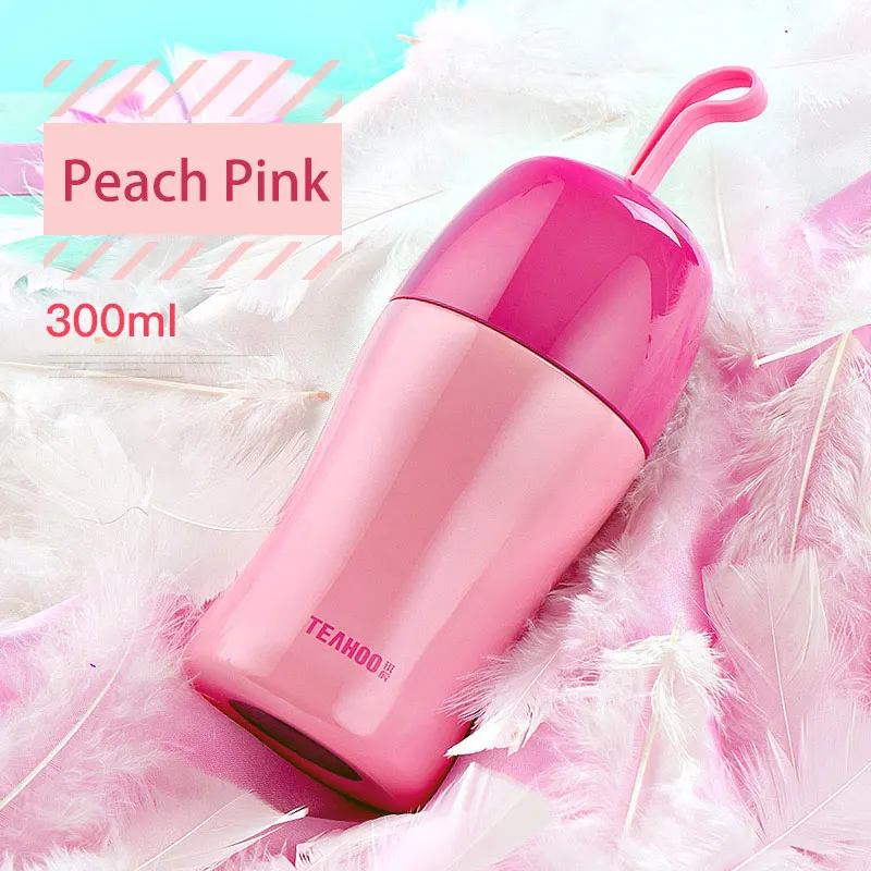 TEAHOO Cute Candy Color Women 300ml Vacuum Flasks Portable Belly Cup