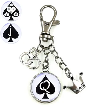QUEEN OF SPADES SLAVE BBC SWINGER FETISH CUCKOLD CUCK KEYCHAIN ART DOME CAMEO CHOOSE YOUR STYLE KC013