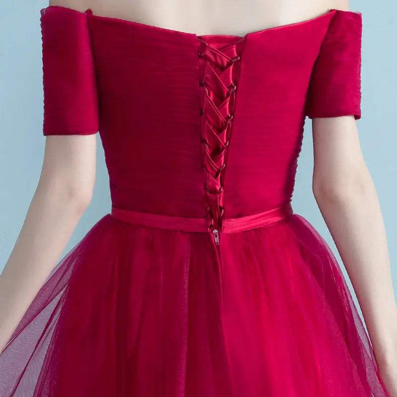 Платье принцессы LAMYA, красное, короткое, спереди, длинное, сзади, вечернее платье, фатиновый, с длинной и короткой частью, элегантное, vestido de festa, большие размеры, торжественное платье